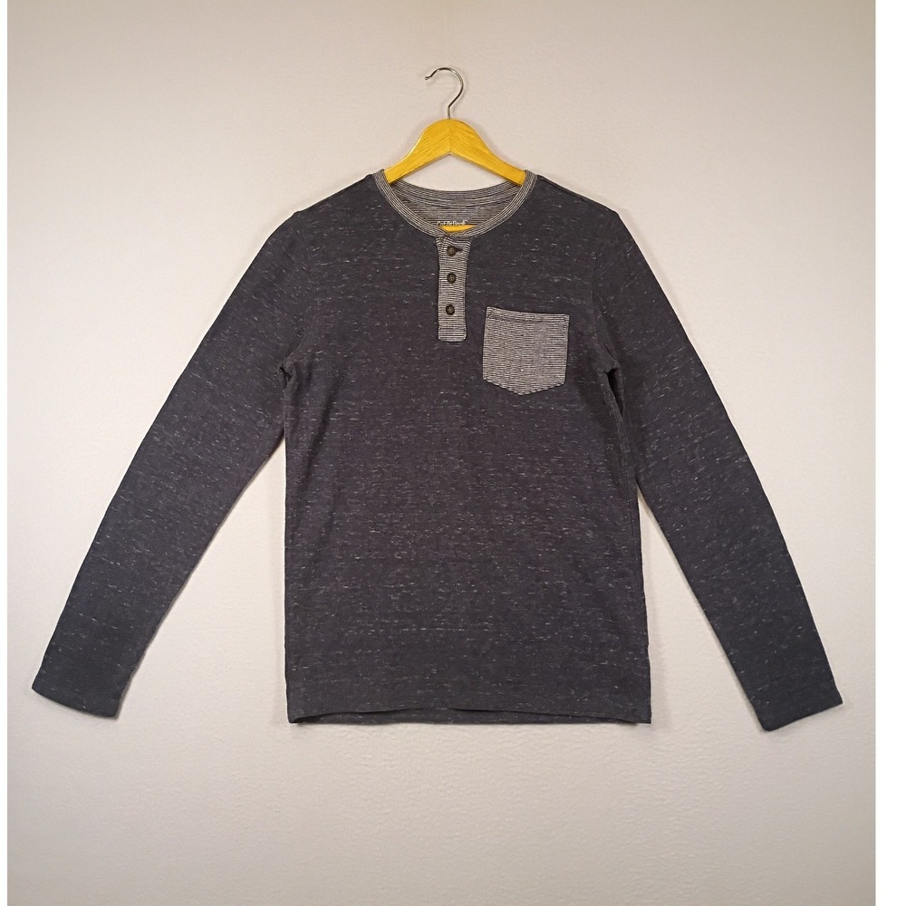 Casual Classic Cat‎ & Jack Boys XL 16 Charcoal Gray Heathered Long Sleeve Henley
